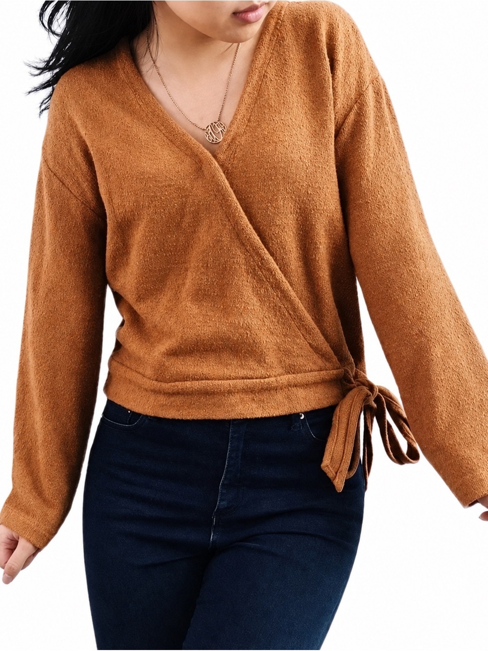 Madewell Texture & Thread Womens Size XS Wrap Top Side Tie Rust Terracotta Boho